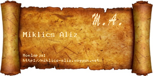 Miklics Aliz névjegykártya